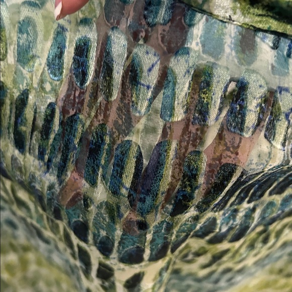 Chico's Green and Blue Patterned Blouse - Picture 5 of 12